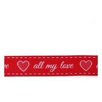 Red All My Love Grosgrain Ribbon 16mm x 4m