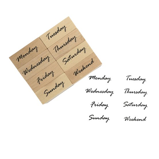 Days of the Week Wooden Stamps 8 Pack image number 1