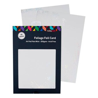 Pale Mint Foliage Foil Card A4 16 Sheets