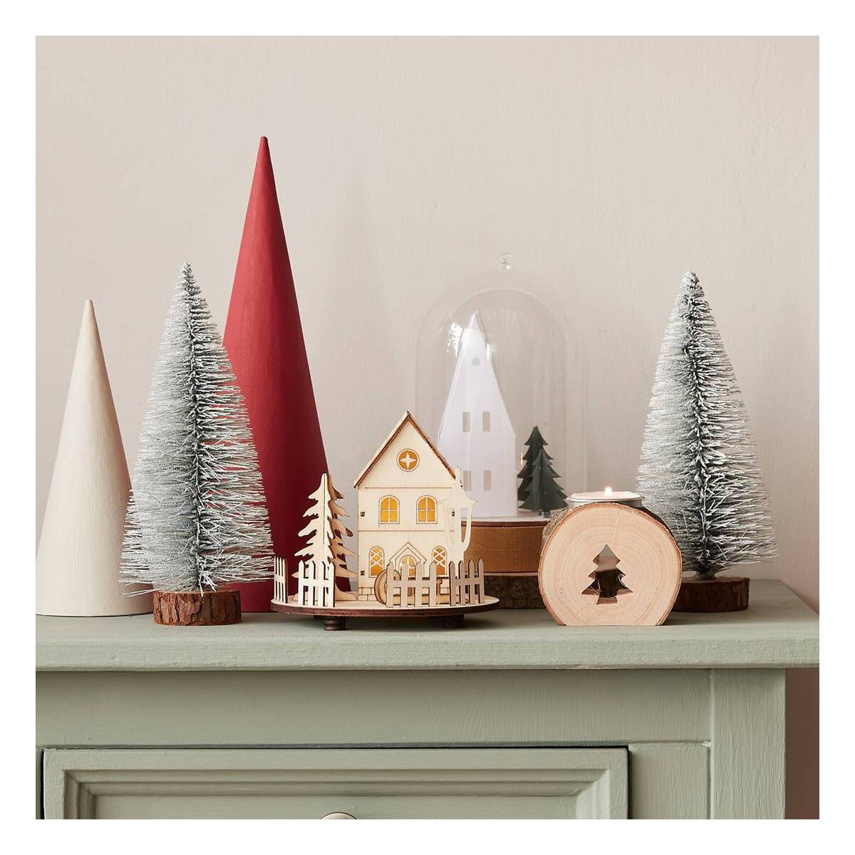 Frosted Green Bottle Brush Tree 20cm Hobbycraft