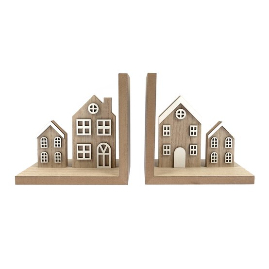 Wooden House Bookends 2 Pack image number 1