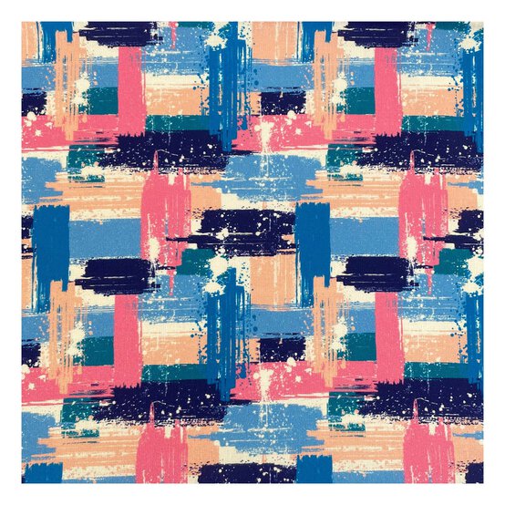 Blue Abstract Print Cotton Fabric by the Metre image number 2
