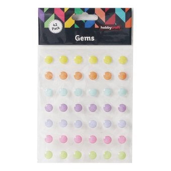 Mixed Pastel Adhesive Gems 10mm 42 Pack