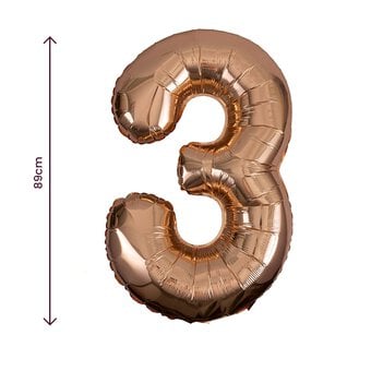 Extra Large Rose Gold Foil Number 3 Balloon