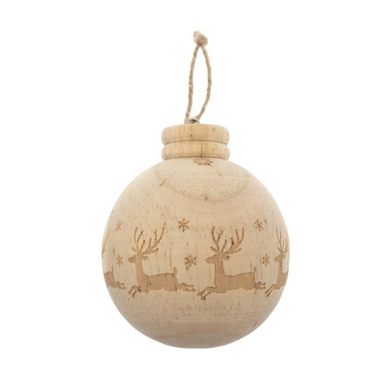 Hanging Wooden Reindeer Bauble 8.5cm image number 2