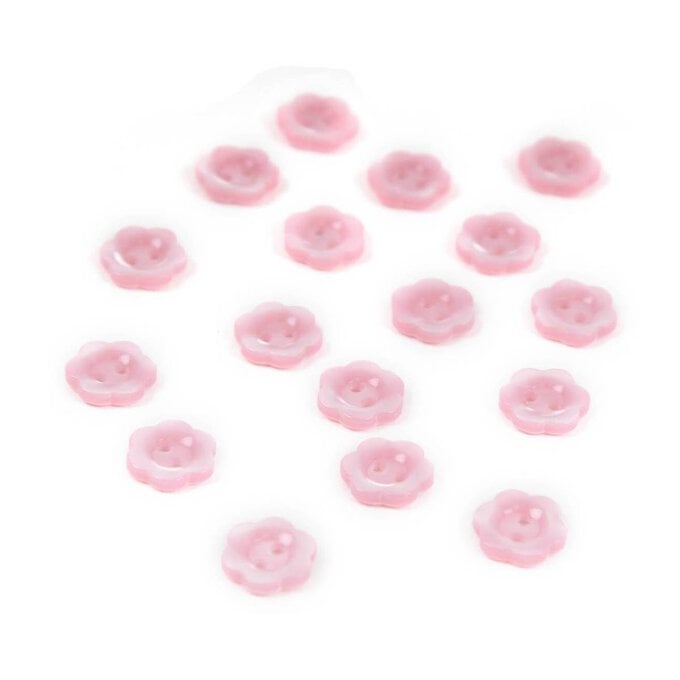 Hemline Pink Basic Flower Button 17 Pack image number 1