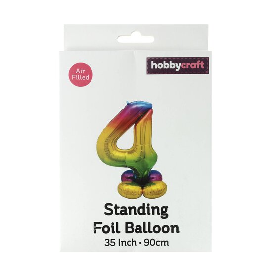Standing Multicoloured Number 4 Balloon 90cm image number 4