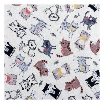 Purrfect Cats Whiskers and Tails Cotton Fabric by the Metre