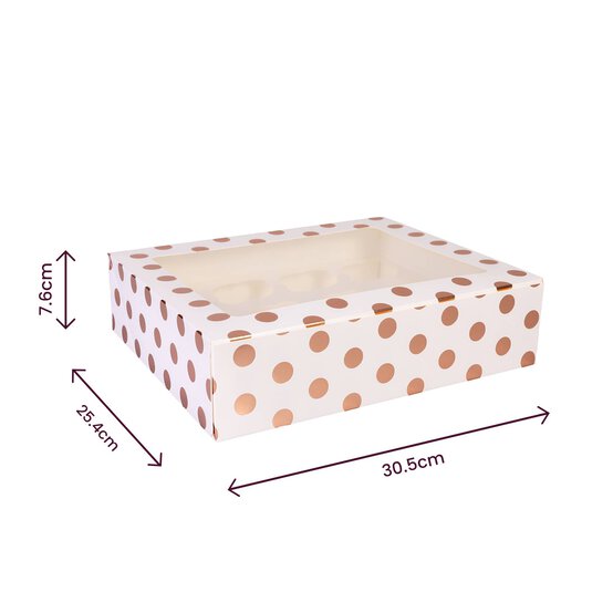 Rose Gold Polka Dot Cupcake Tray Box 12 Wells image number 5