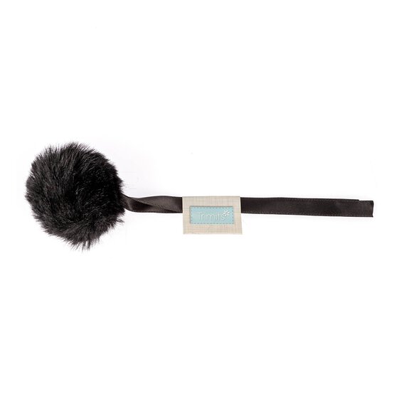 Black Faux Fur Pom Pom 6cm image number 4