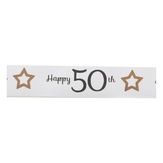 Happy 50th Satin Ribbon 16mm x 4m image number 2