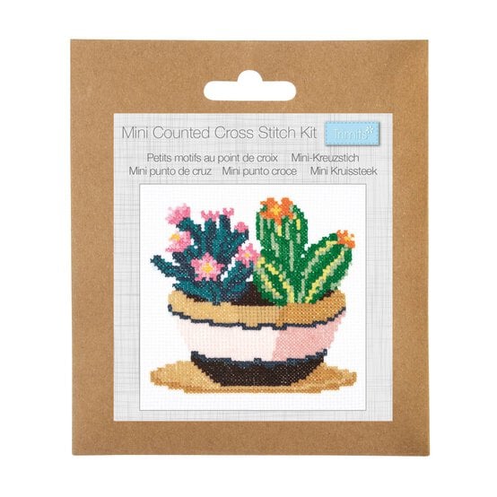 Trimits Succulents Mini Cross Stitch Kit 13cm x 13cm image number 1