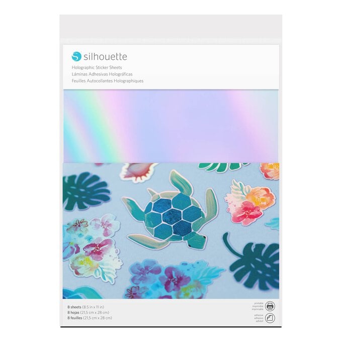 Silhouette Holographic Sticker Sheets 8.5 x 11 Inches 8 Pack image number 1