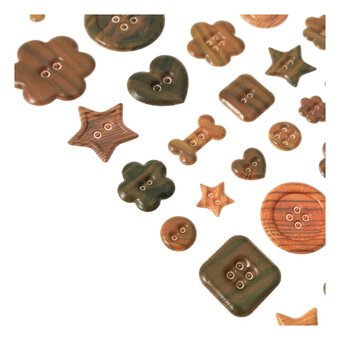 Brown Button Puffy Stickers image number 3