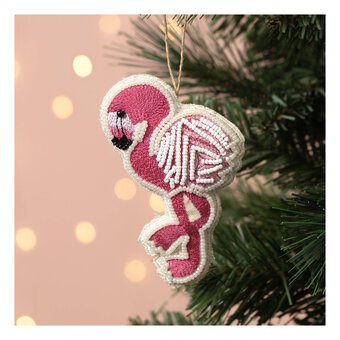 Hanging Beaded Flamingo Decoration 11cm