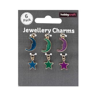 Gold Moon and Star Jewellery Charms 6 Pack 