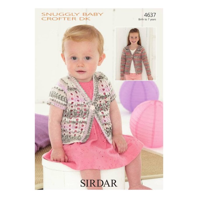 Sirdar Snuggly Baby Crofter DK Girls' Cardigans Digital Pattern 4637 image number 1