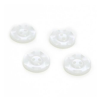 Hemline White Basic Scalloped Edge Button 4 Pack