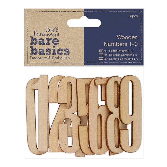 Papermania Bare Basics Wooden Numbers 10 Pieces