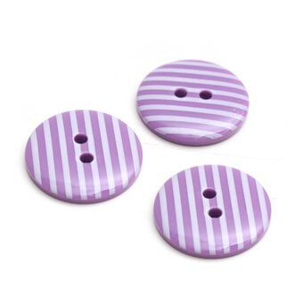 Hemline Lavender Striped Buttons 22.5mm 3 Pack