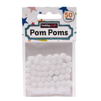 White Pom Poms 7mm 50 Pack