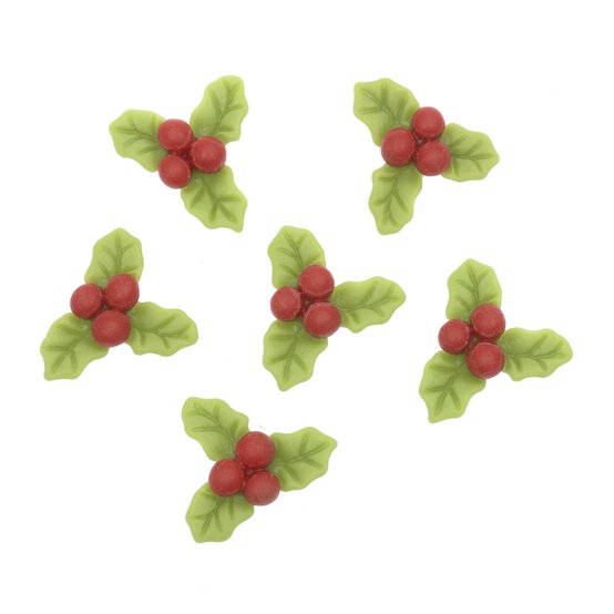 Holly Resin Decorations 6 Pack image number 1