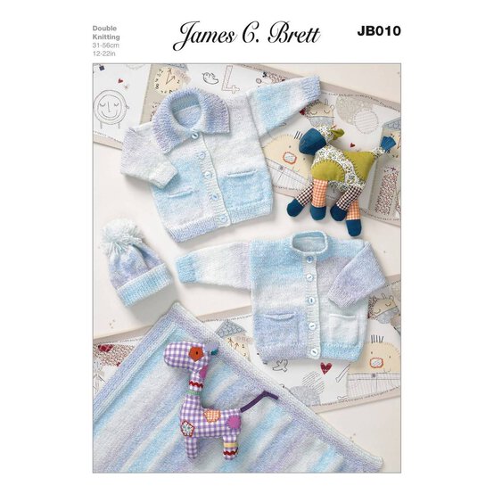James C Brett Baby Marble DK Knitting Jacket, Blanket and Hat Pattern JB010 image number 1