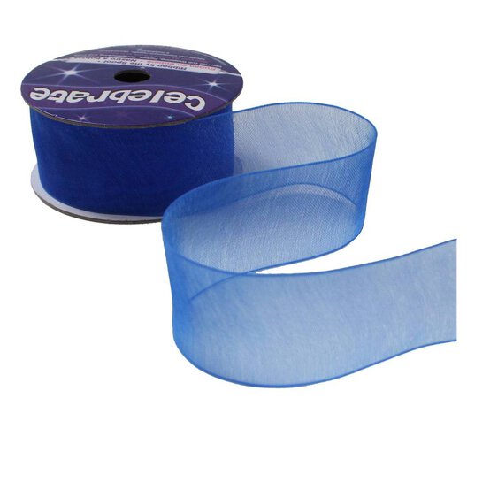 Royal Blue Organza Ribbon 25mm x 5m image number 2