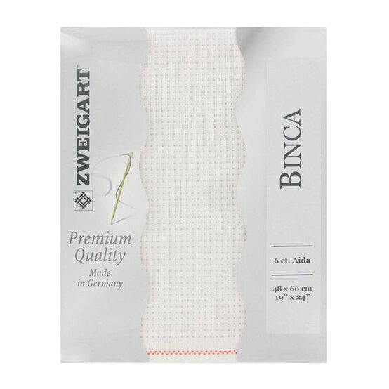 Zweigart Binca 6 Count White Aida Fabric 48cm x 60cm image number 1