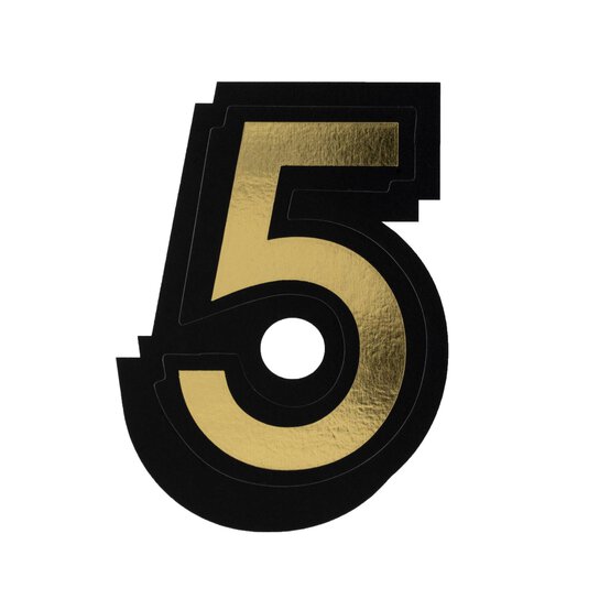 Black and Gold Vinyl Number 5 Sticker 5cm image number 1