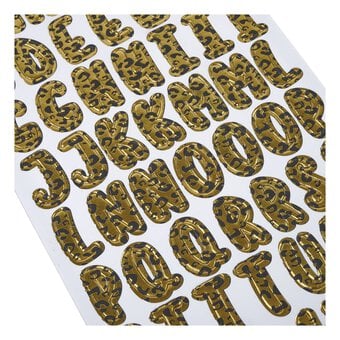 Gold Leopard Print Alphabet Chipboard Stickers 127 Pieces image number 2