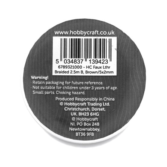 Brown Braided Faux Leather 2.5m image number 3