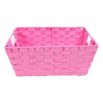 Pink Paper Storage Basket 33cm x 23cm x 14cm