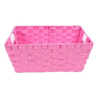 Pink Paper Storage Basket 33cm x 23cm x 14cm image number 2