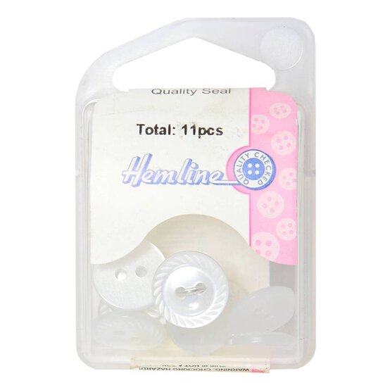 Hemline White Basic Cut Edge Button 11 Pack image number 2