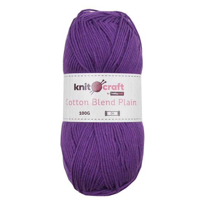Knitcraft Purple Cotton Blend Plain DK Yarn 100g image number 1
