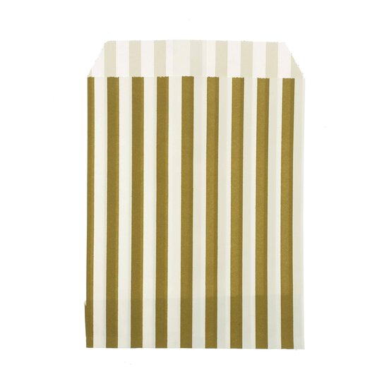 Gold and White Striped Treat Bags 50 Pack image number 3