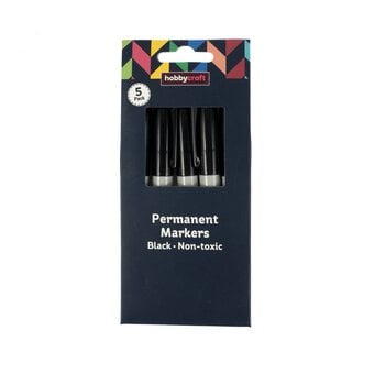 Black Fine Permanent Markers 5 Pack image number 4