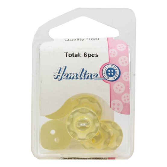 Hemline Yellow Basic Scalloped Edge Button 6 Pack image number 2