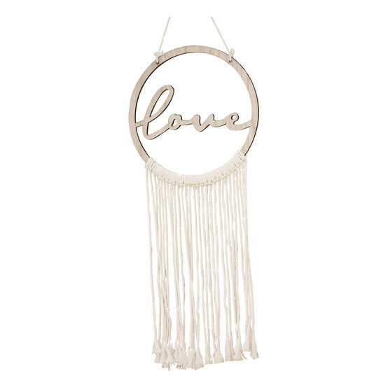 Ginger Ray Wooden Love Macramé Wall Hanging Hoop image number 1