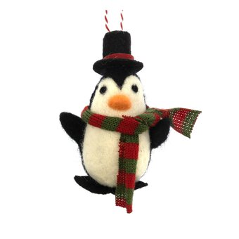 Hanging Felted Penguin Decoration 9cm 