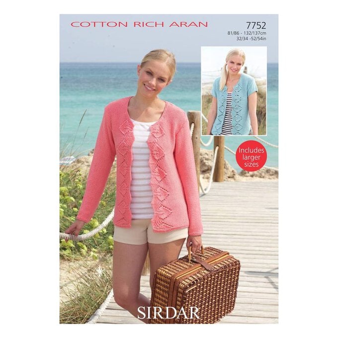 Sirdar Cotton Rich Aran Cardigans Digital Pattern 7752 image number 1