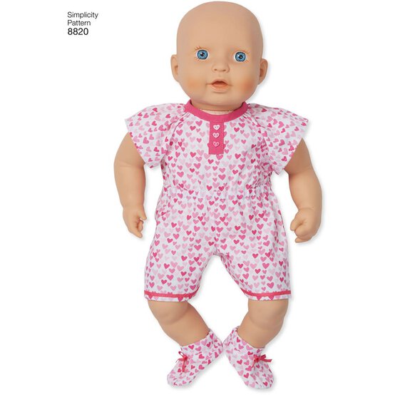 Simplicity Baby Doll Clothes Sewing Pattern 8820 image number 8
