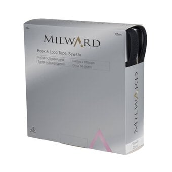 Milward Black 20mm Sew-On Hook and Loop Tape by the Metre