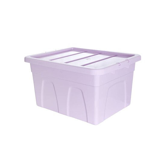 Whitefurze 32 Litre Pastel Purple Stack and Store Storage Box image number 1