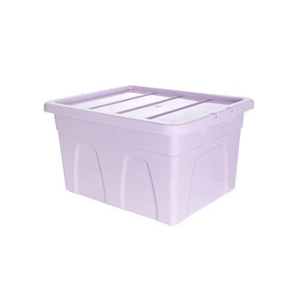 Whitefurze 32 Litre Pastel Purple Stack and Store Storage Box 
