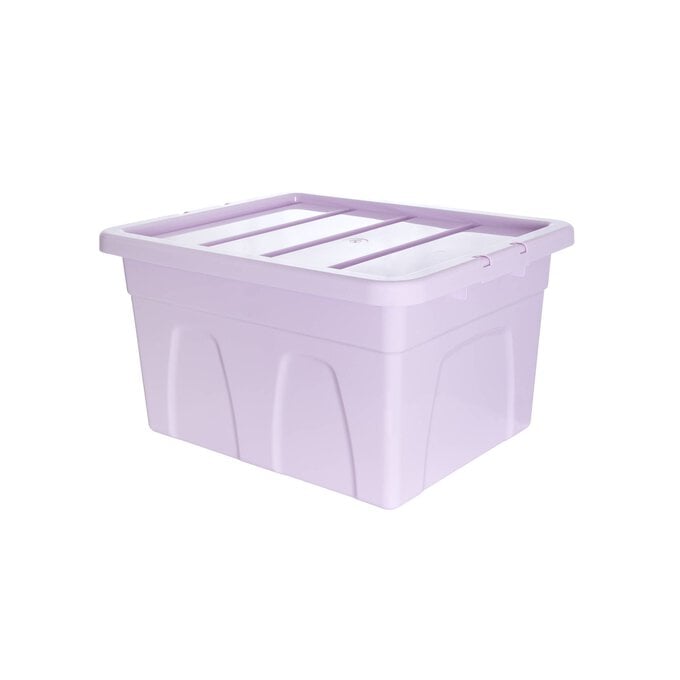 Whitefurze 32 Litre Pastel Purple Stack and Store Storage Box  image number 1