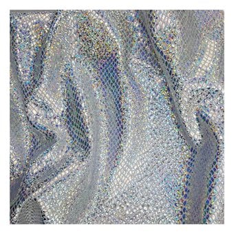 Silver Anaconda Holo Foil Poly Spandex Fabric by the Metre