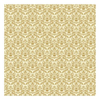 Doll&rsquo;s House Gold Damask Wallpaper 42cm x 60cm