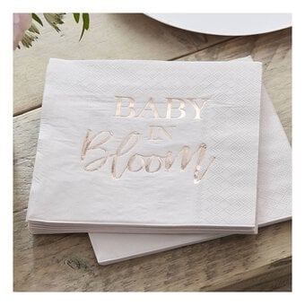 Ginger Ray Rose Gold and Blush Baby in Bloom Napkins 16 Pack
